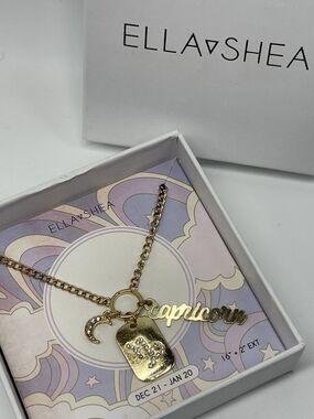 Ella Shea Capricorn Gold Tone Charm Necklace New